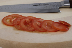 adelmayer Damastmesser Küchenmesser 20 cm 2077 Schnittergebnisse: Tomatenscheiben