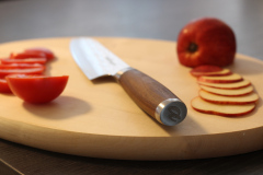 adelmayer Damastmesser Santokumesser 17,5 cm Rückseite Griff mit geprägtem adelmayer-Logo