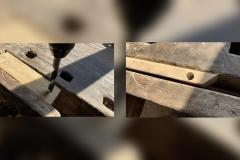 Links setzt der Bohrer an, rechts das Ergebnis: ein sauberes, gratfreies Loch in der Weichholzleiste. Der Parkside bohrt sich ohne Absetzen und ohne nennenswerte Wärmeentwicklung souverän durch das Material. (Foto: Testsieger.de)