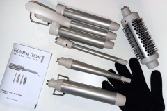 Der Lieferumfang fällt für die Preisklasse erfreulich umfangreich aus. Fünf Aufsätze und ein Hitzeschutzhandschuh ermöglichen vom engen Ringlet bis zum voluminösen Blowout ein breites Styling-Spektrum. (Foto: Testsieger.de).