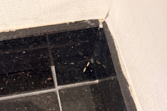 Ecken gehören zur klaren Schwäche des Qrevo Curv 2 Flow. Im Test bleiben 2 von 5 Reiskörnern direkt in der Ecke liegen, da weder die nicht ausfahrbaren Seitenbürsten noch der Mopprand die Ecke vollständig erreichen. Für eine gründliche Eckenreinigung ist weiterhin manuelles Nacharbeiten nötig. (Foto: Testsieger.de)