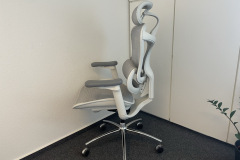 Im Detail betrachtet: Die ergonomisch geformte Rückenlehne des Sihoo Doro C300 mit integrierter Lordosenstütze für eine gesunde Haltung, auch bei längerem Sitzen im Homeoffice. (Bild: Testsieger.de)