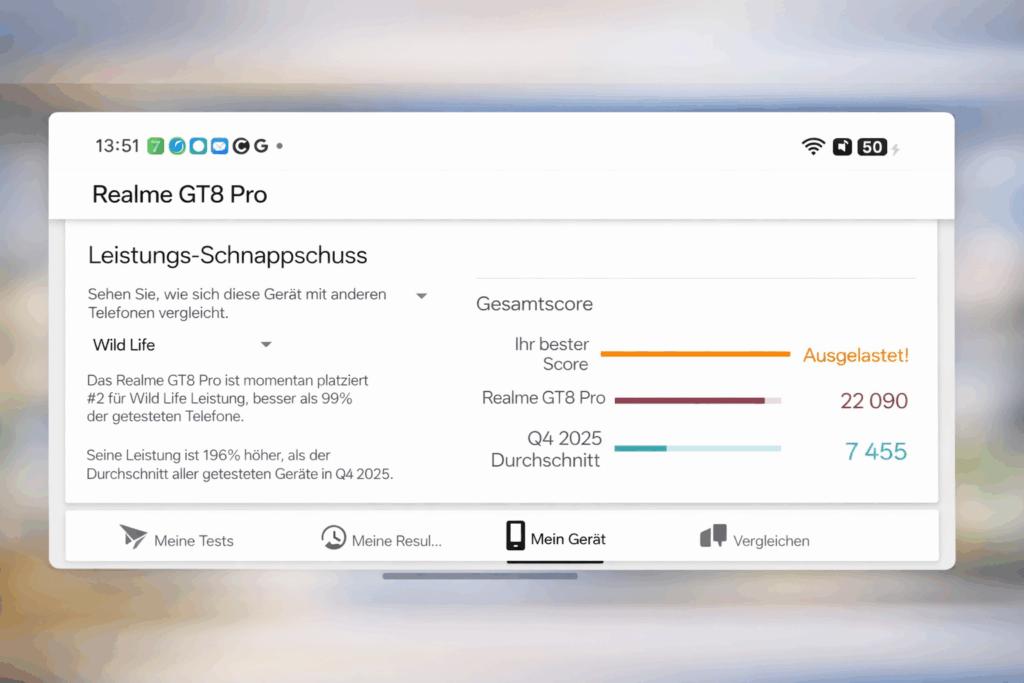 „Realme GT 8 Pro“: Benchmark-Ergebnis im 3DMark Wild Life