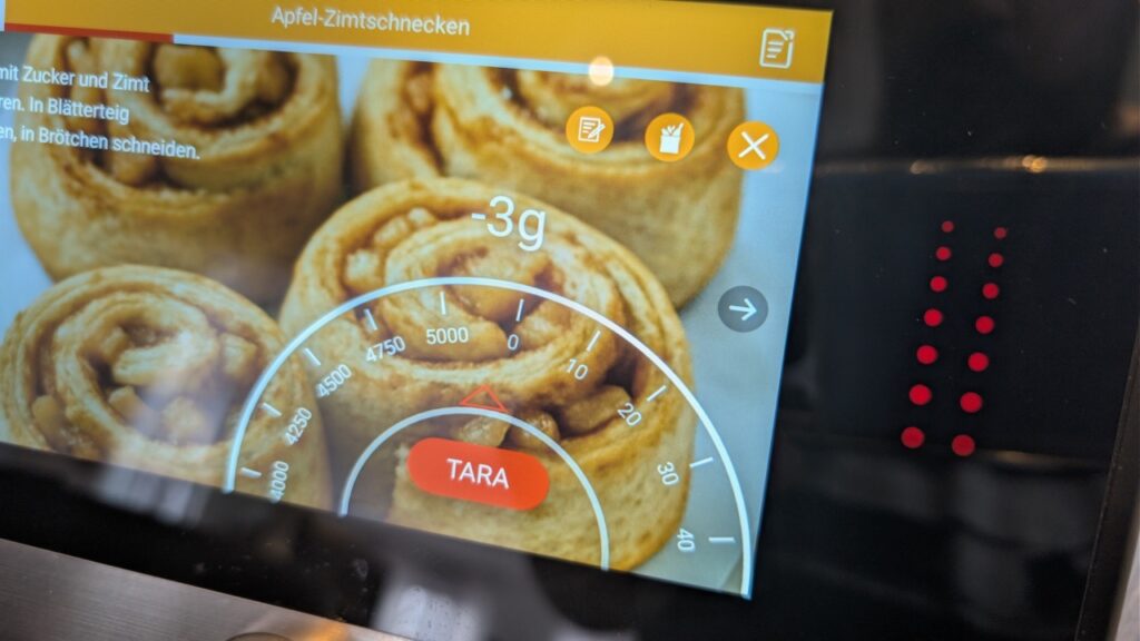 Panetti PrimoChef: Integrierte Waage mit Tara Funktion am Touchscreen