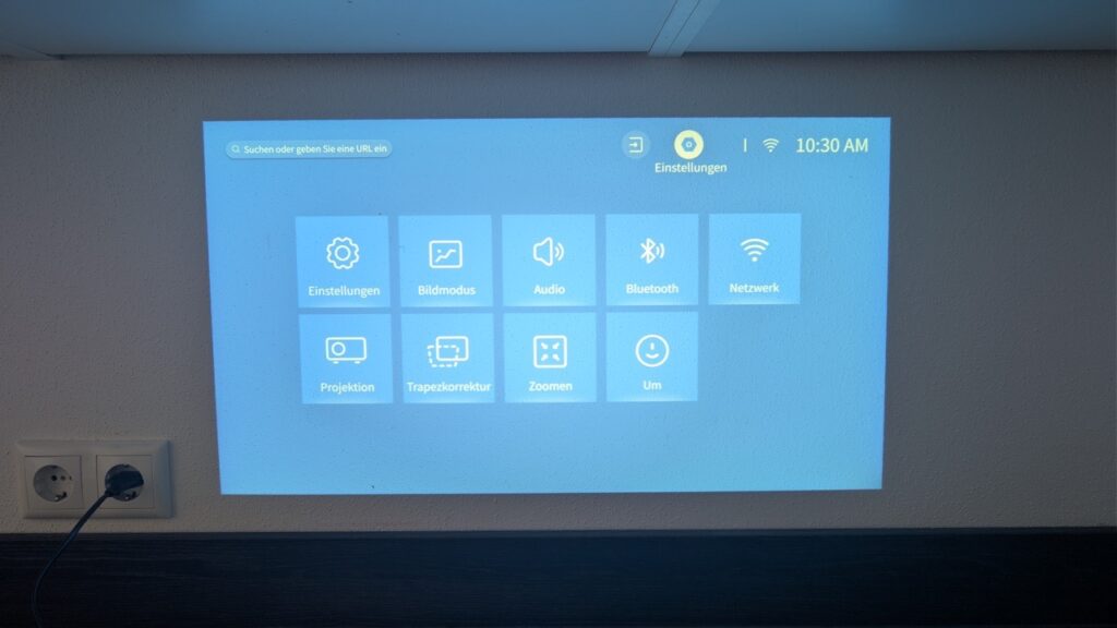 Technaxx TX-332: Einstellungsmenü im Projektor-Screen