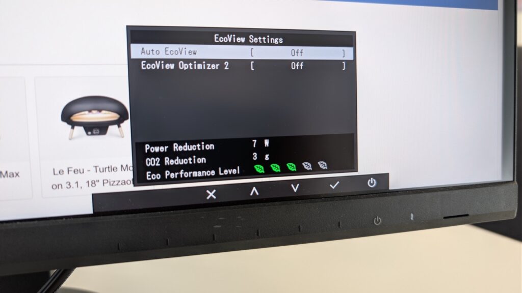„EIZO FlexScan EV2740S“: EcoView-Einstellungen im On-Screen-Menü