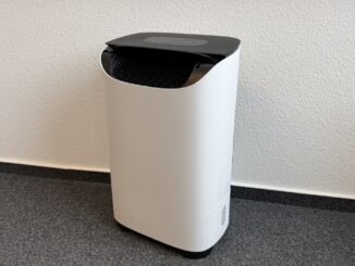 „Meaco DD8L Pro: Seitenansicht mit geöffneter automatischer Luftklappe"