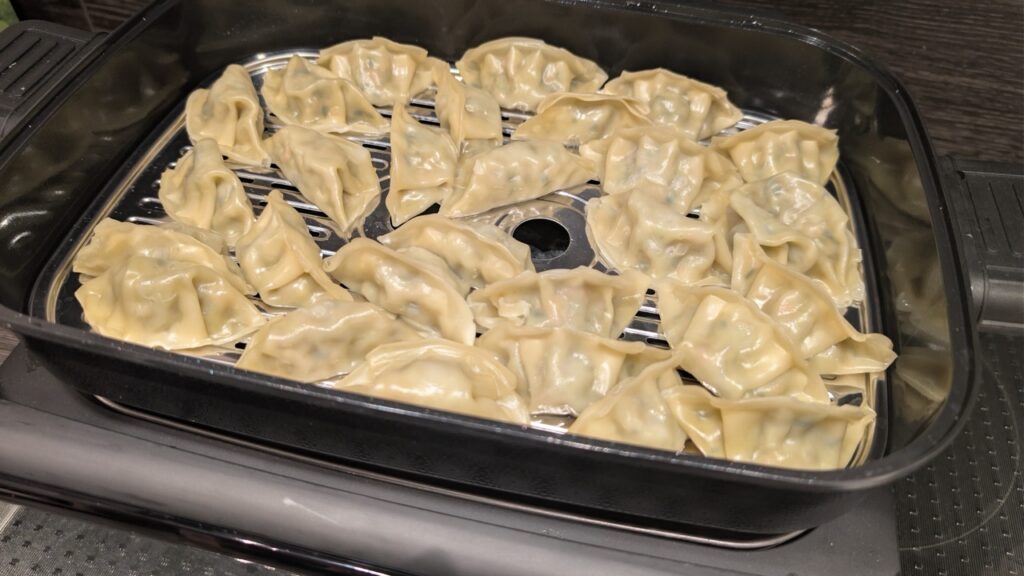 Panasonic NF-GM600: Gyoza auf der Dampfplatte