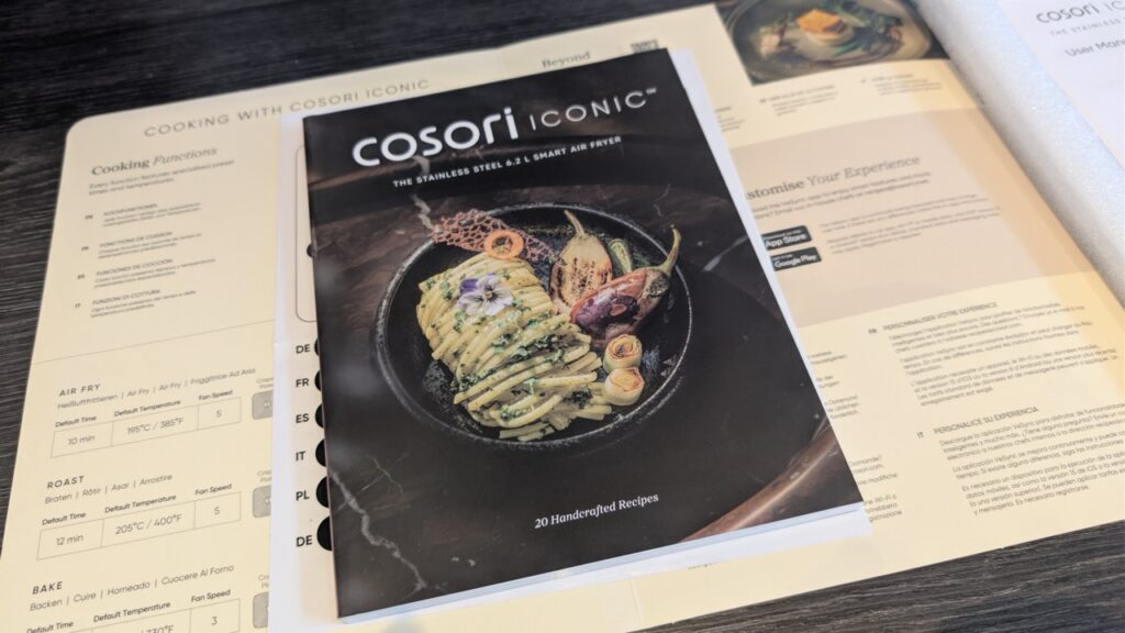 COSORI ICONIC Single: Rezeptheft im Lieferumfang