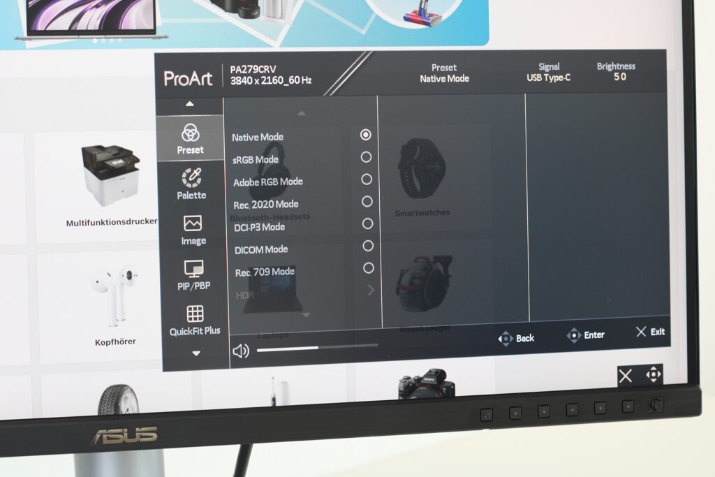 Asus ProArt Display PA279CRV Grafik-Monitor On-Screen-Menü