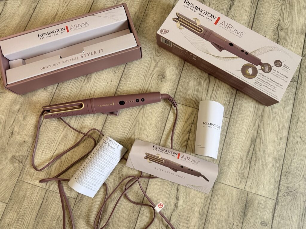 Remington AIRvive CI8930: Lieferumfang mit Verpackung, Lockenstab und Quick-Start-Guide