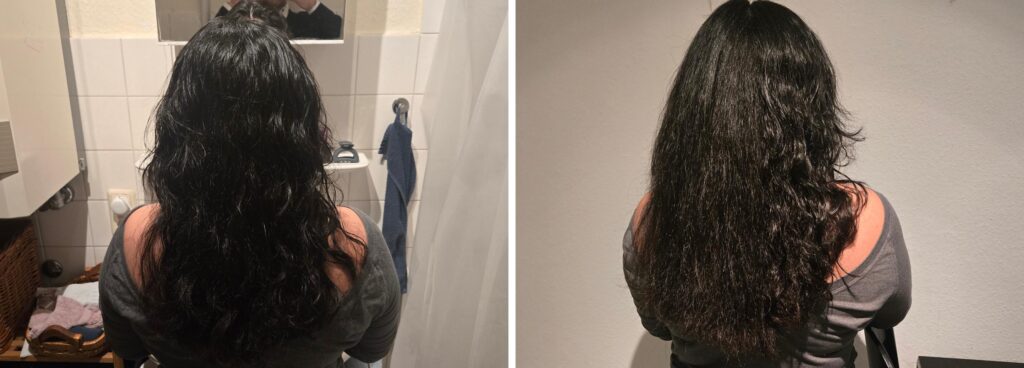 „Remington AIRvive AS8930“: „Vorher-Nachher-Vergleich der Haarstruktur“