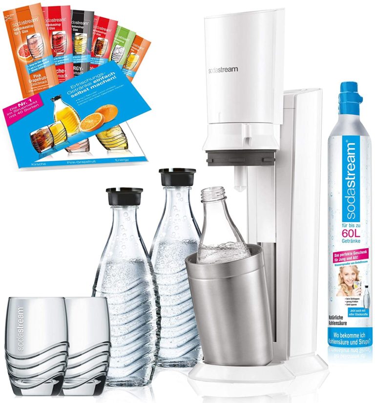 Sodastream 1216513490 Crystal 2.0 + 3 Glaskaraffen Wassersprudler Titan SodaStream Crystal 2.0 titan Wassersprudler inkl. 2 Glaskaraffen